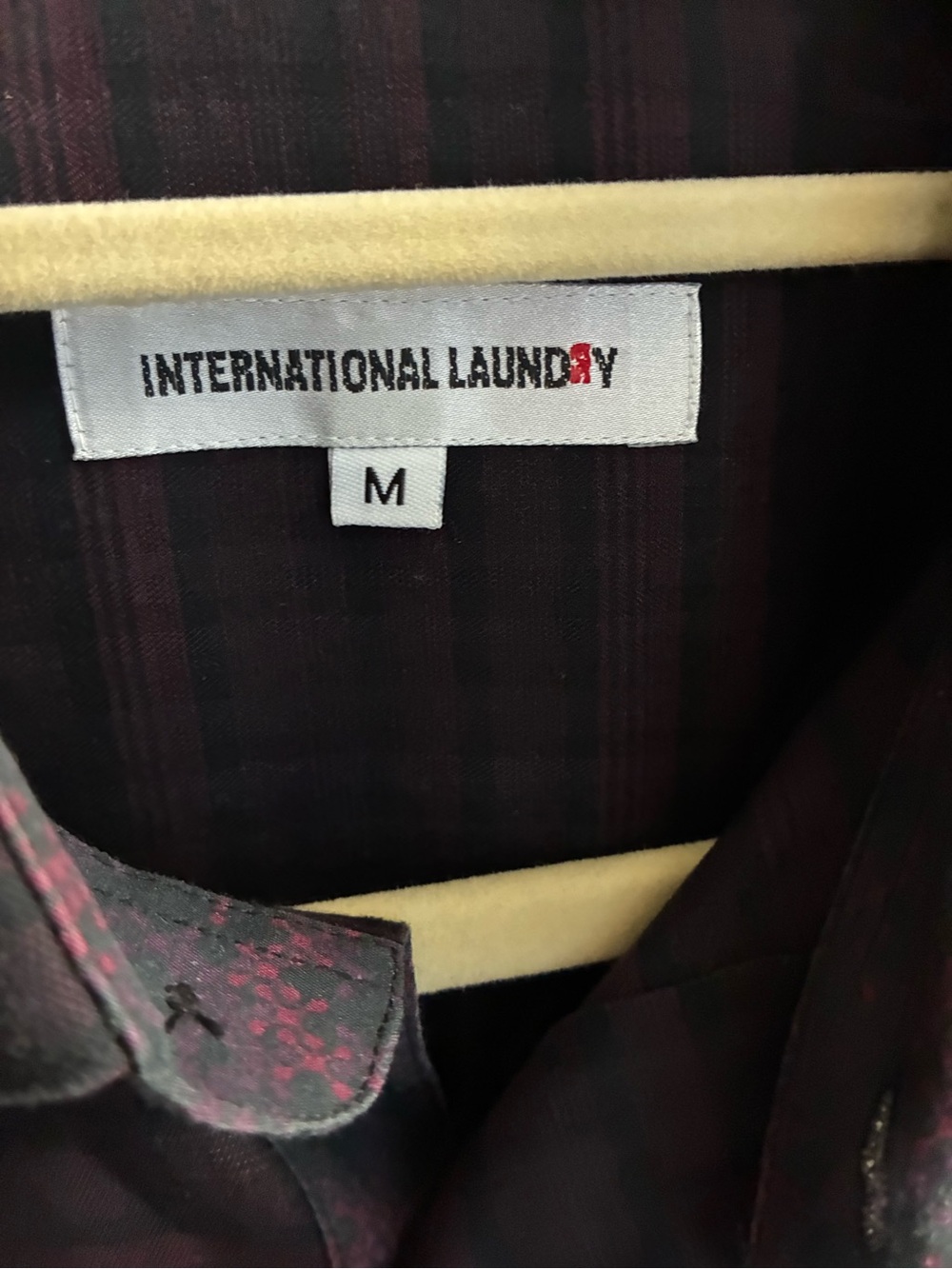 Men's Dark Burgundy Plaid Shirt - M
